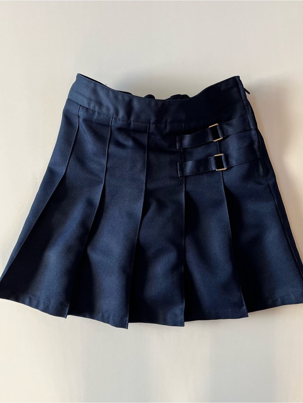 French Toast Navy Pleated Skort Double Buckle Accents size 7 school uniform